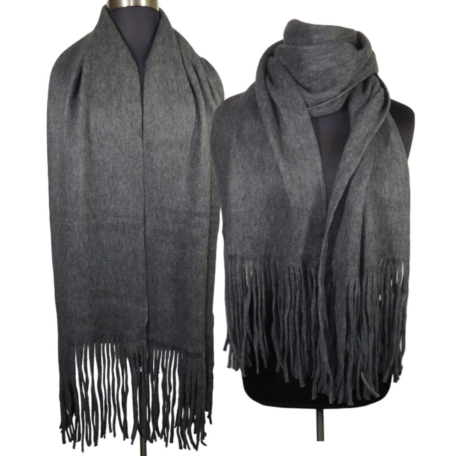 Lucky Brand Winter Scarf Nwt Unisex 86 Long Charcoal Gray Fringe Soft Cozy